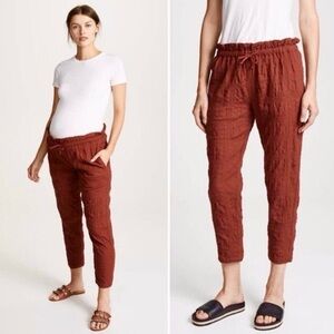 NWT Hatch The Paperbag Crinkle Cotton Maternity Pant Rust Small